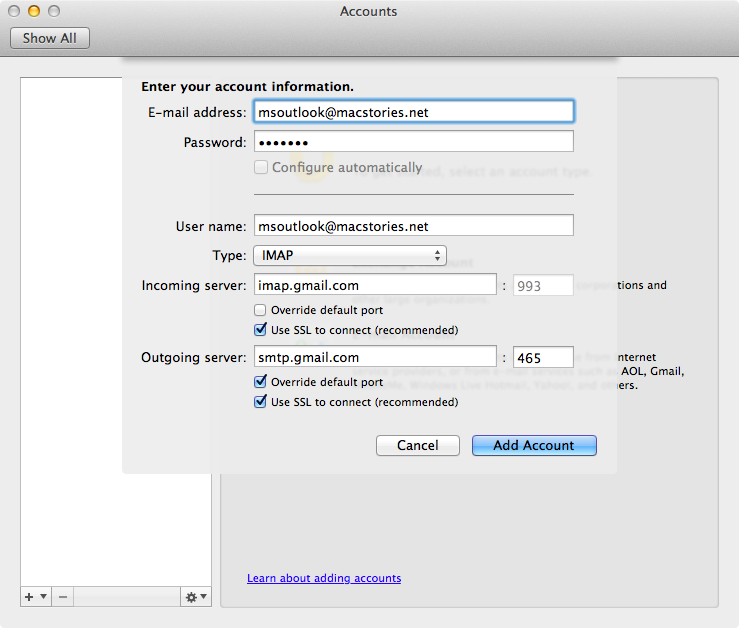 aol email settings for mac mail